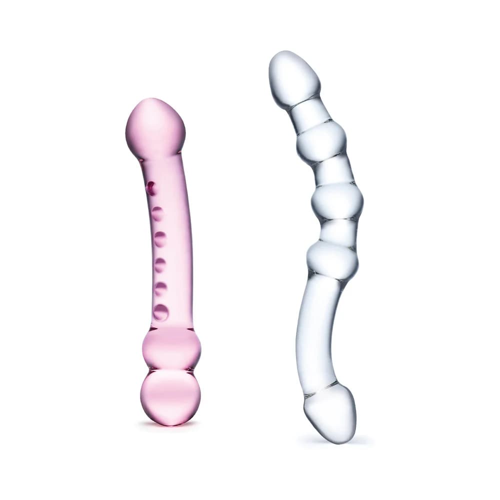 Glas 2-Piece Double Pleasure Glass Dildo Set thumbnail
