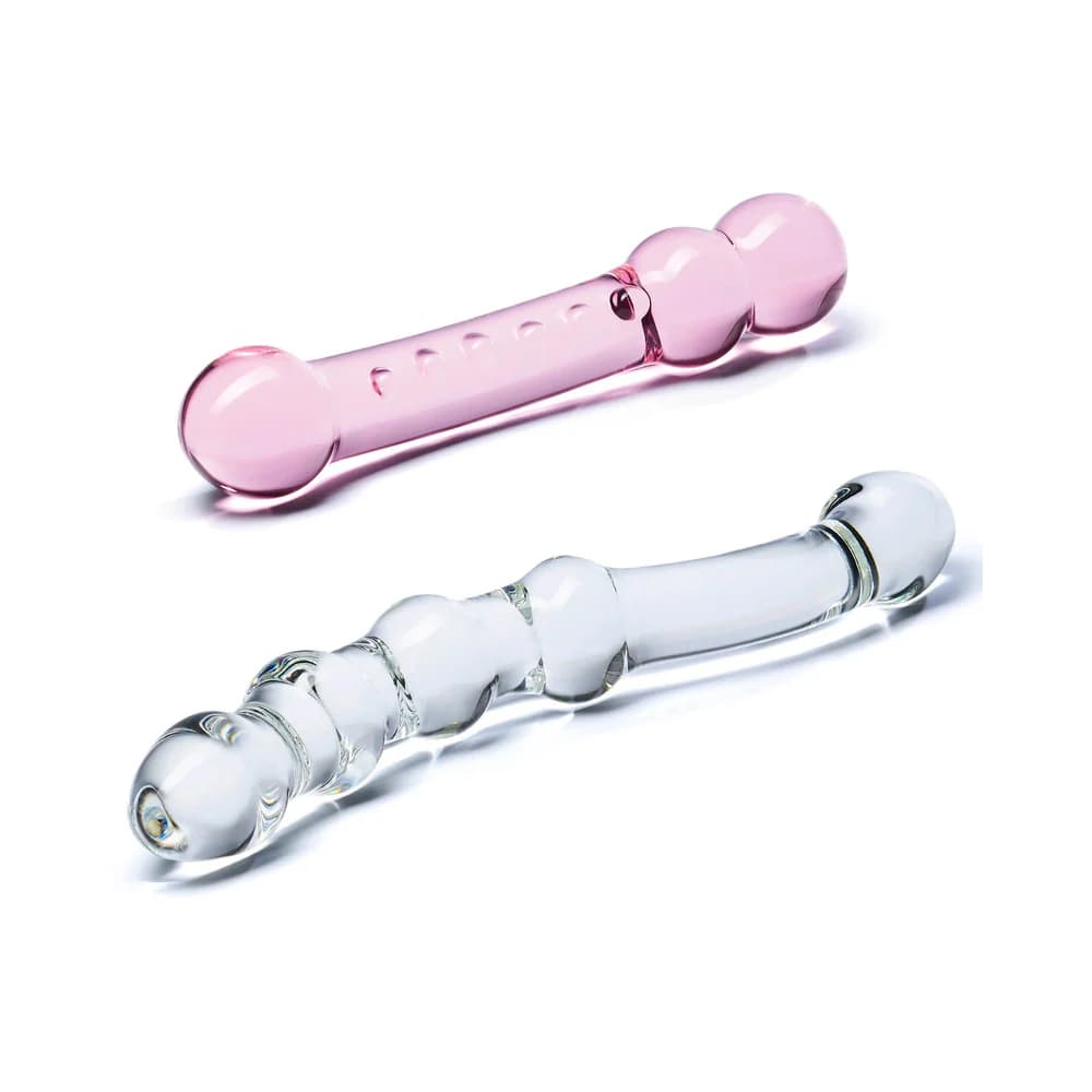 Glas 2-Piece Double Pleasure Glass Dildo Set thumbnail