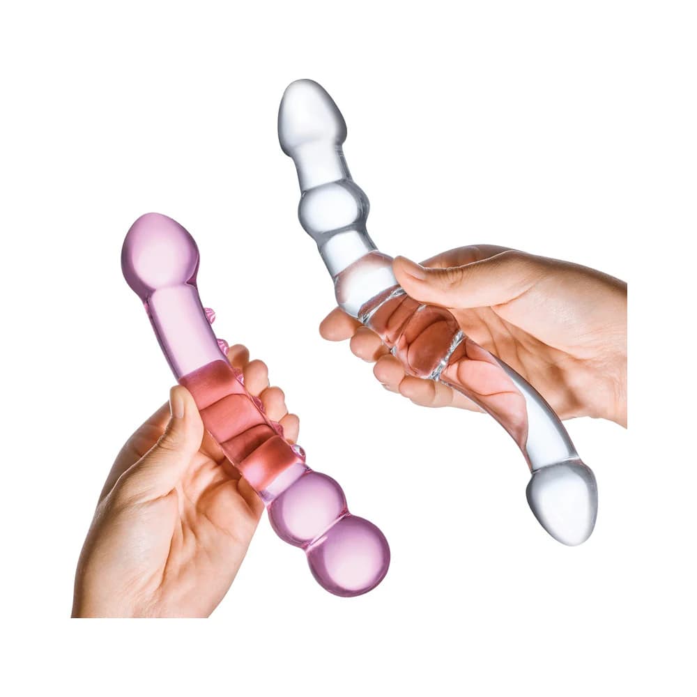 Glas 2-Piece Double Pleasure Glass Dildo Set thumbnail