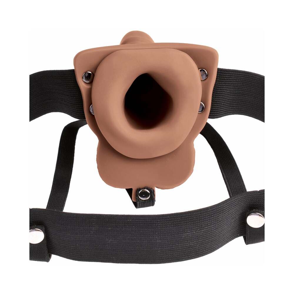 Fetish Fantasy Series Rechargeable Vibrating 6 in. Hollow Strap-On With Balls Tan/Black thumbnail