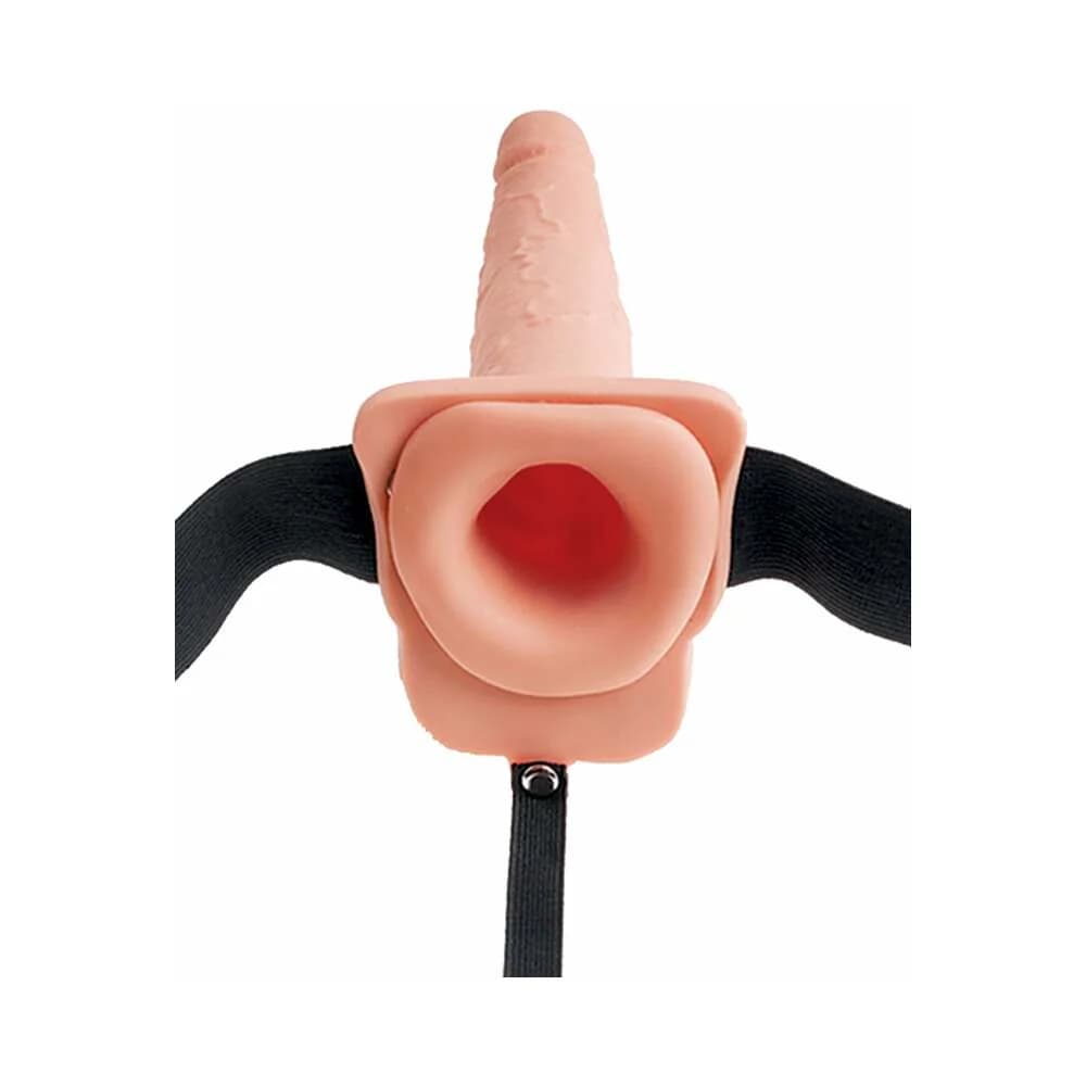 Fetish Fantasy Series 7.5 in. Hollow Squirting Strap-On With Balls Beige/Black thumbnail