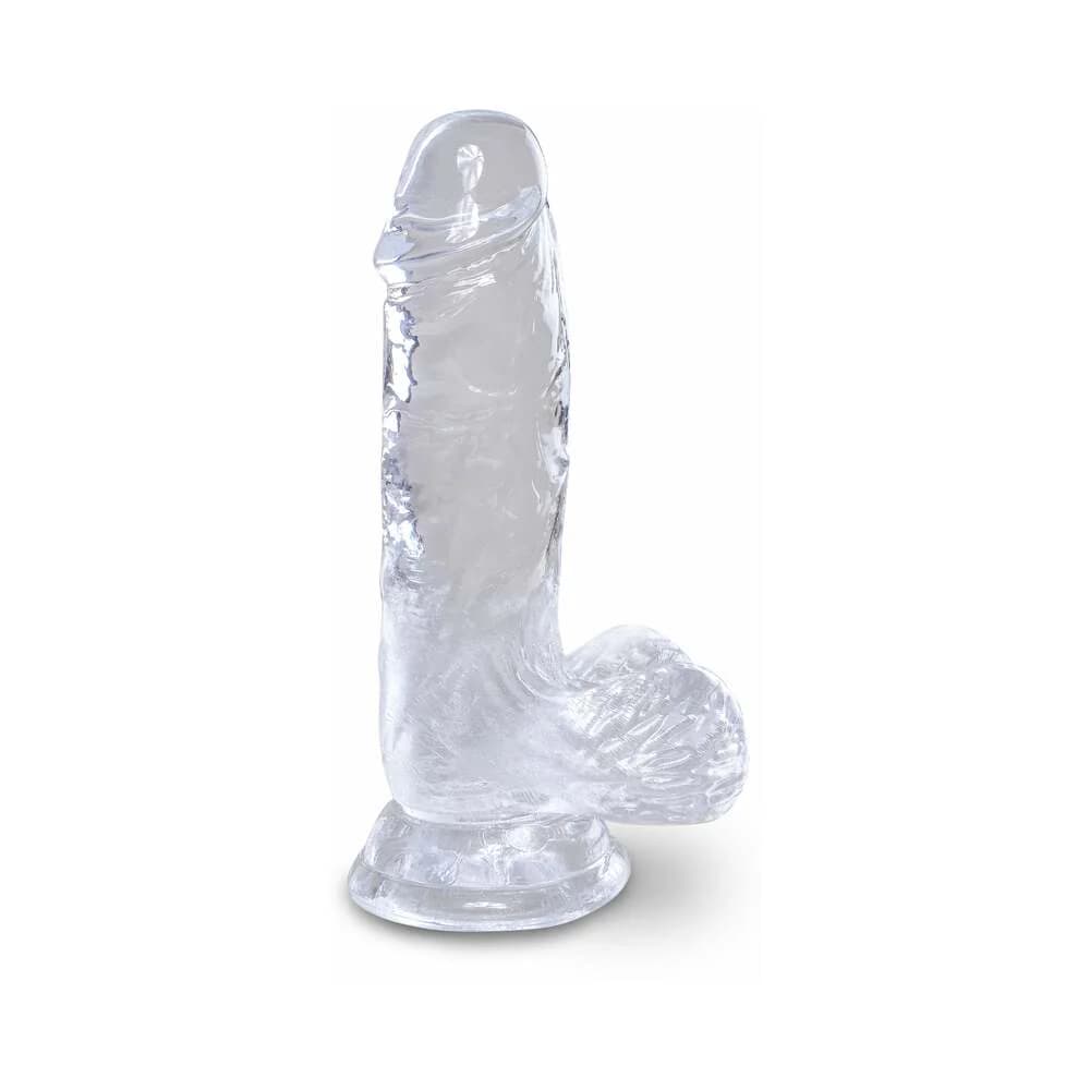King Cock Clear 5 in. Cock With Balls Realistic Suction Cup Dildo thumbnail