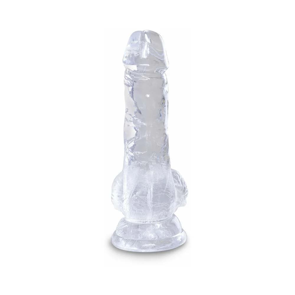 King Cock Clear 5 in. Cock With Balls Realistic Suction Cup Dildo thumbnail