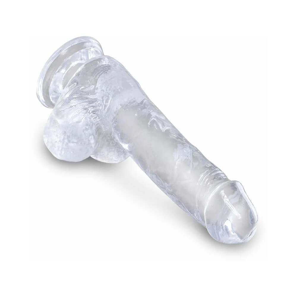 King Cock Clear 6 in. Cock With Balls Realistic Suction Cup Dildo thumbnail