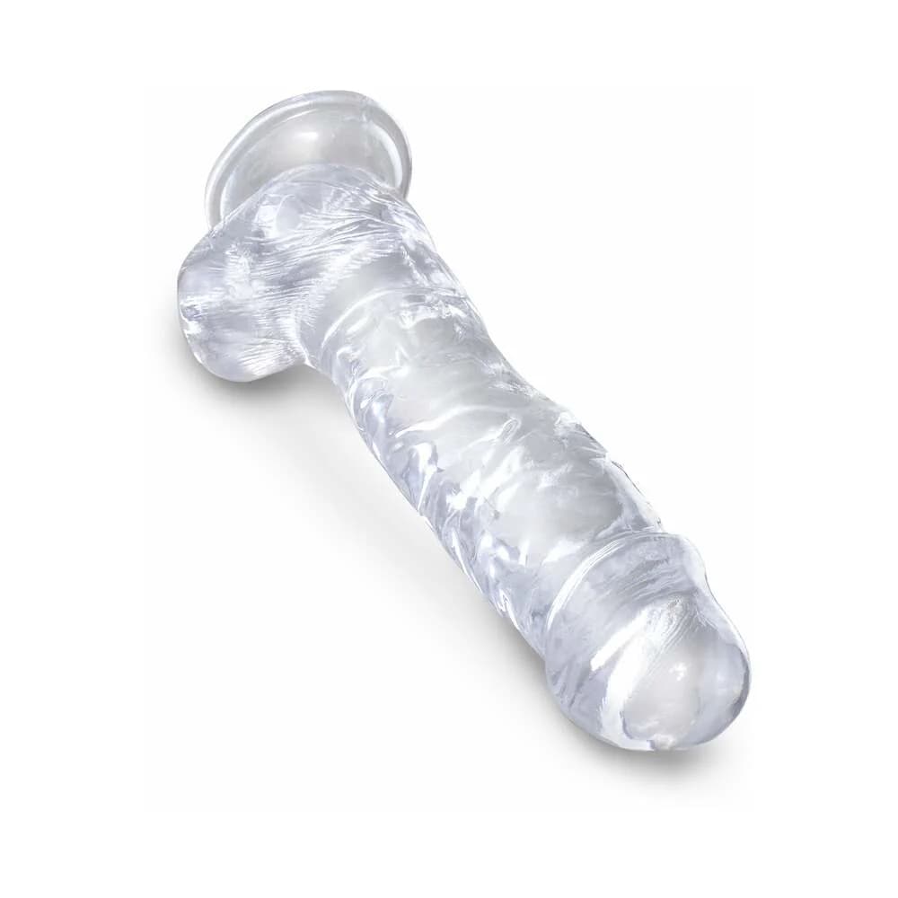 King Cock Clear 8 in. Cock With Balls Realistic Suction Cup Dildo thumbnail