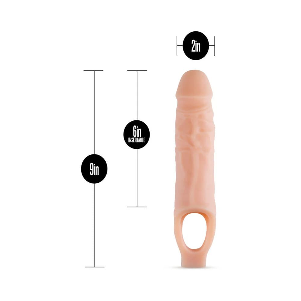 Performance Plus 9 in. Silicone Cock Sheath Penis Extender Sling Beige thumbnail