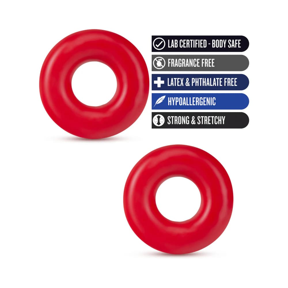 Stay Hard Donut Rings Oversized Cockring 2-Pack Red thumbnail