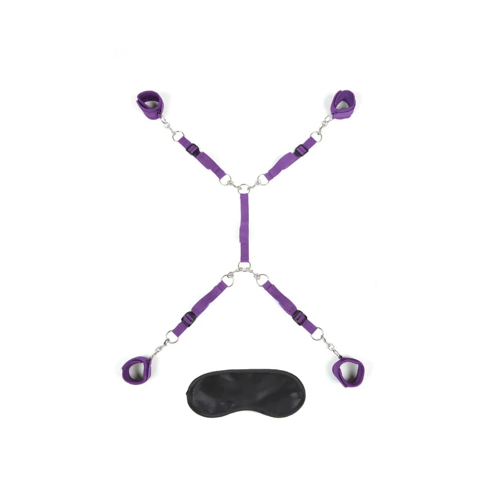 Lux Fetish 7-Piece Bed Spreader Playful Restraint System Purple thumbnail