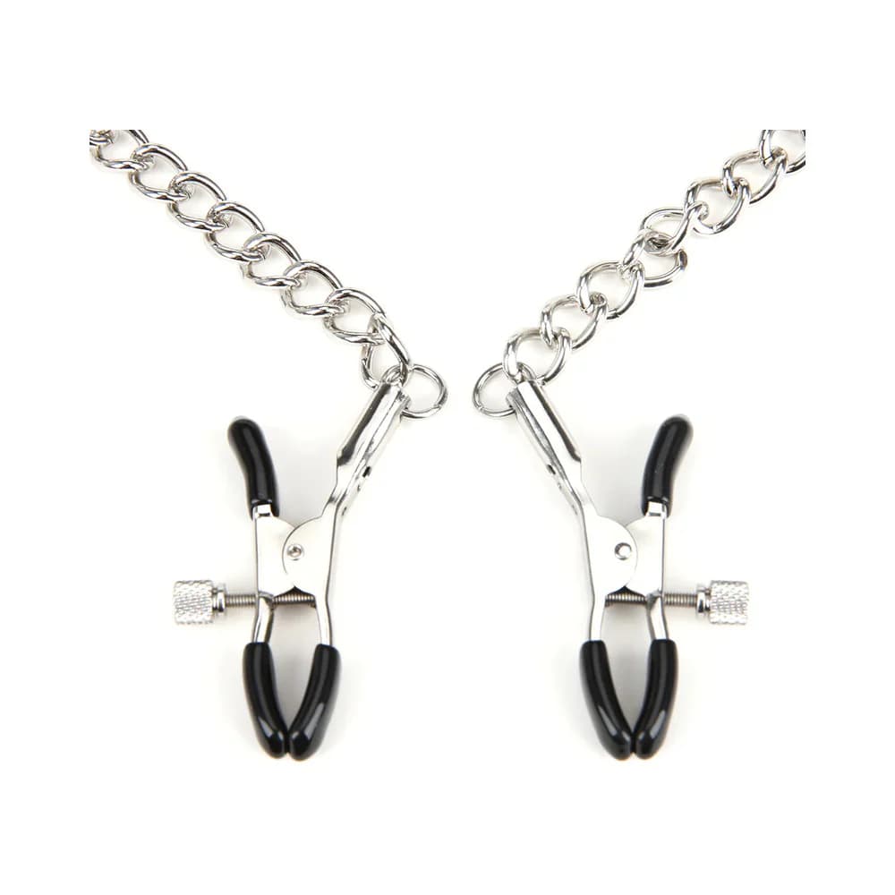 Lux Fetish Breathable Ball Gag with Adjustable Pressure Nipple Clamps thumbnail