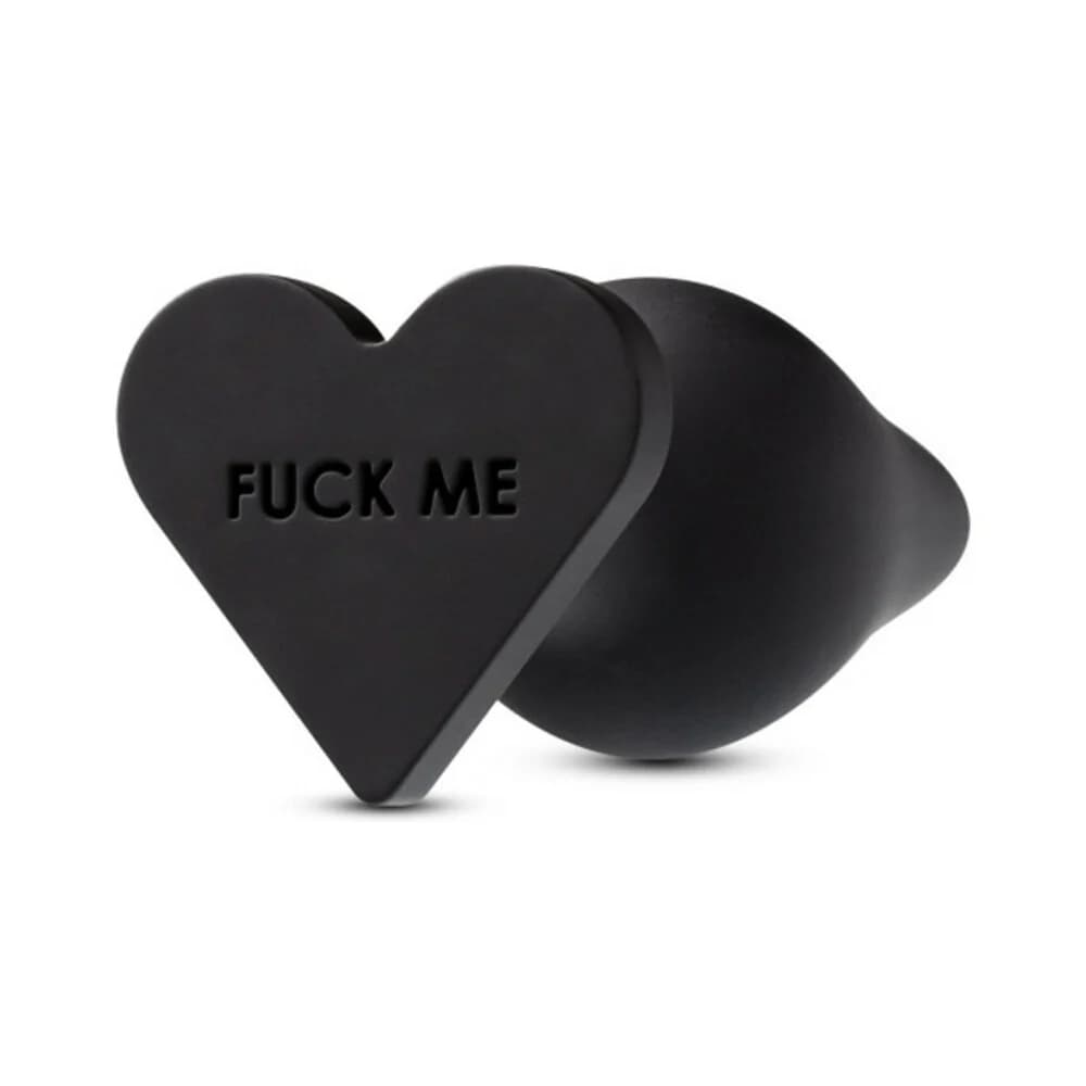 Temptasia 'Fuck Me' Silicone Anal Plug with Heart-Shaped Base Black thumbnail