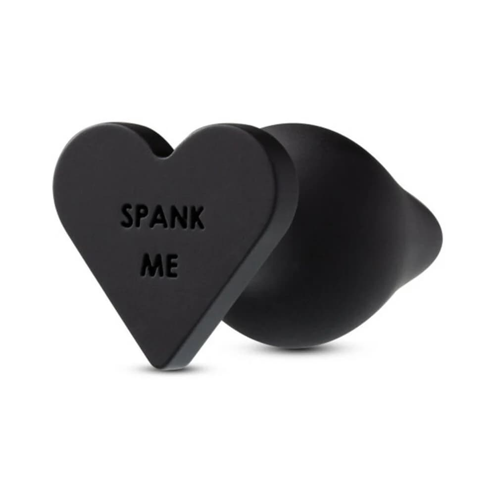 Temptasia 'Spank Me' Silicone Anal Plug with Heart-Shaped Base Black thumbnail