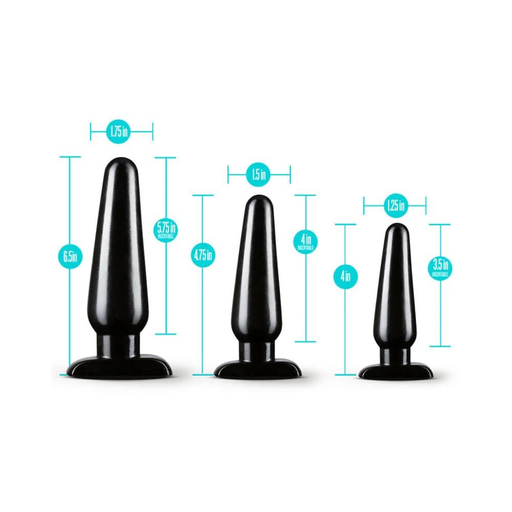 Anal Adventures 3-Piece Basic Plug Kit Black thumbnail
