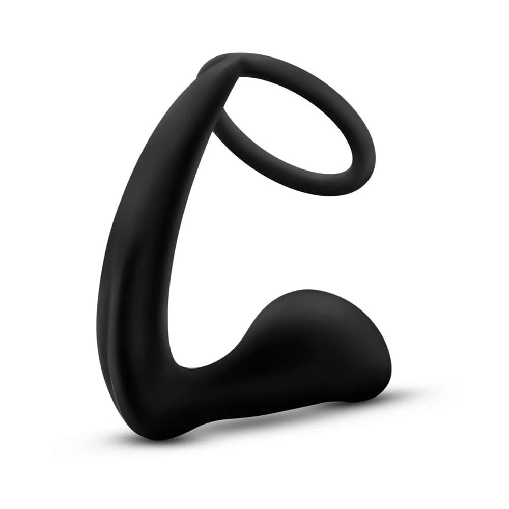 Anal Adventures Platinum Silicone Cock Ring Plug Black thumbnail