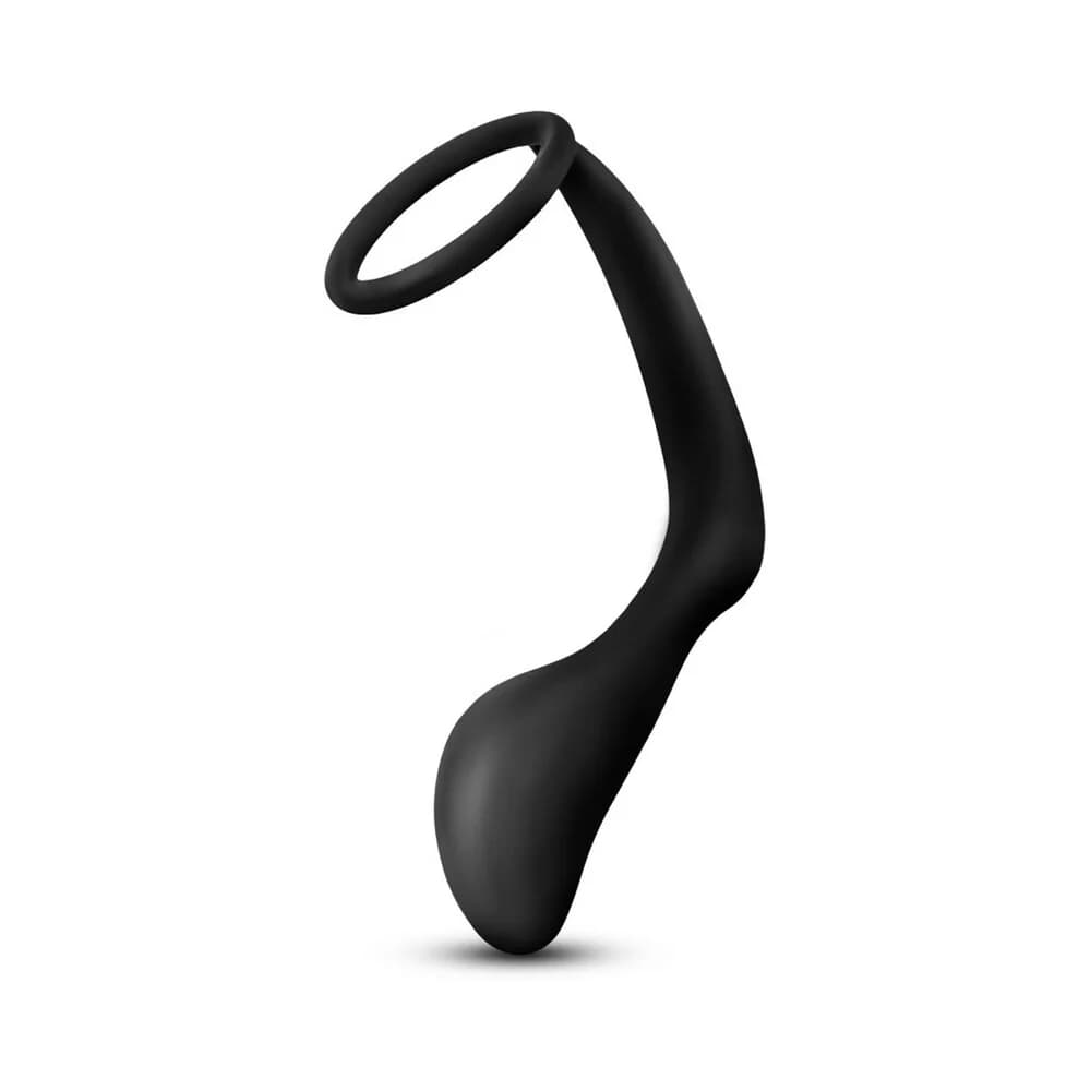 Anal Adventures Platinum Silicone Cock Ring Plug Black thumbnail