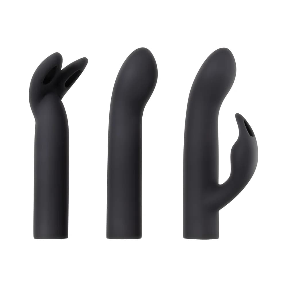 Evolved Four Play Rechargeable Silicone Bullet Vibrator and 3-Piece Sleeve Set Black thumbnail