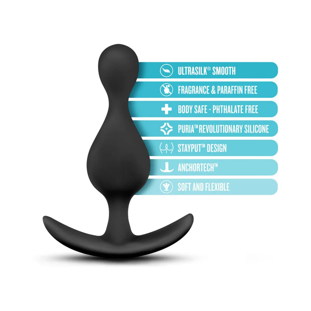 Anal Adventures Platinum Silicone Wave Plug Black thumbnail
