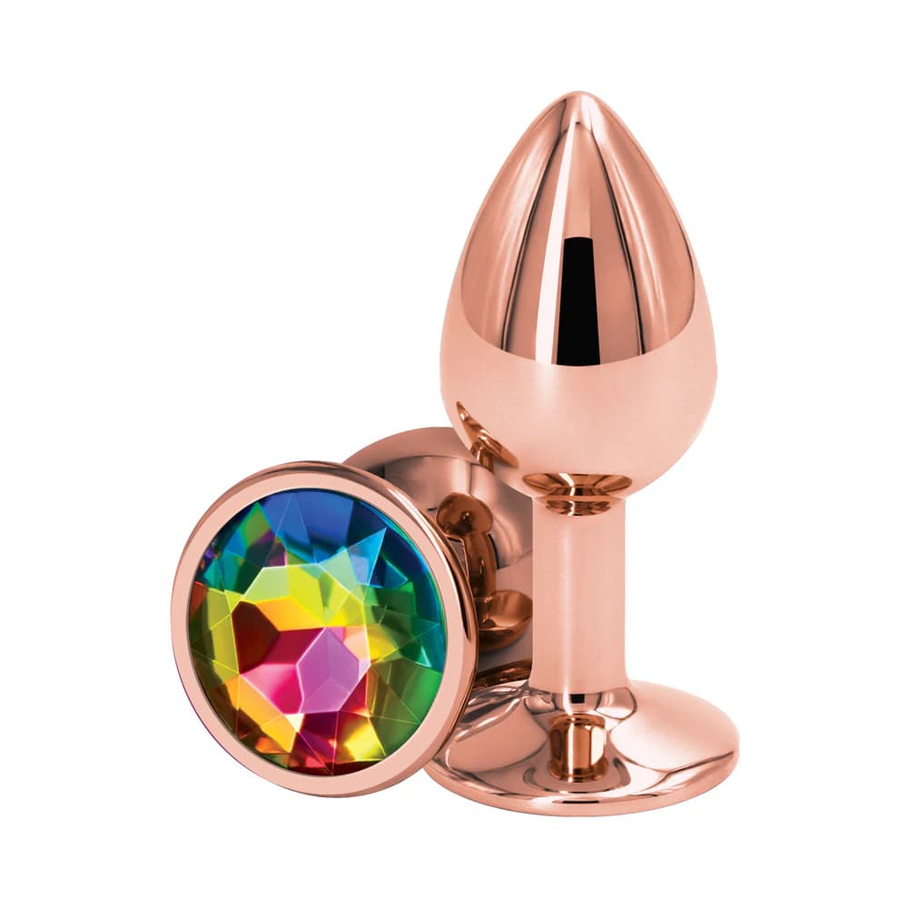 Rear Assets Rose Gold Anal Plug Small Rainbow thumbnail
