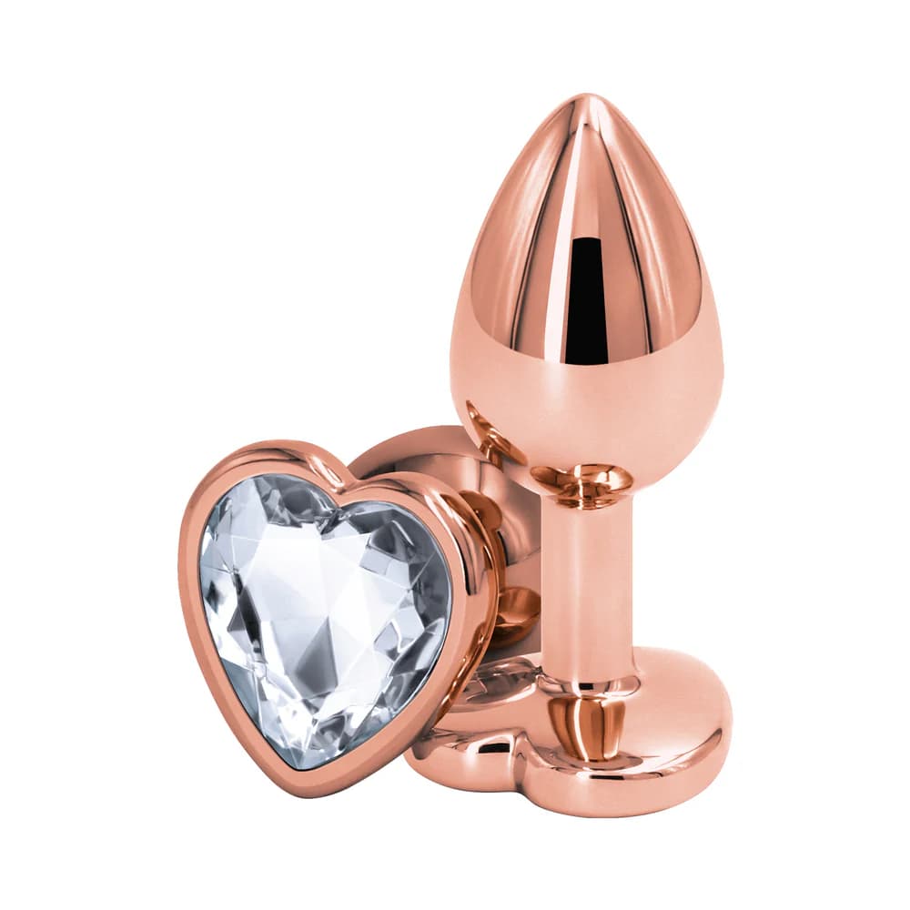 Rear Assets Rose Gold Heart Plug Small Clear thumbnail