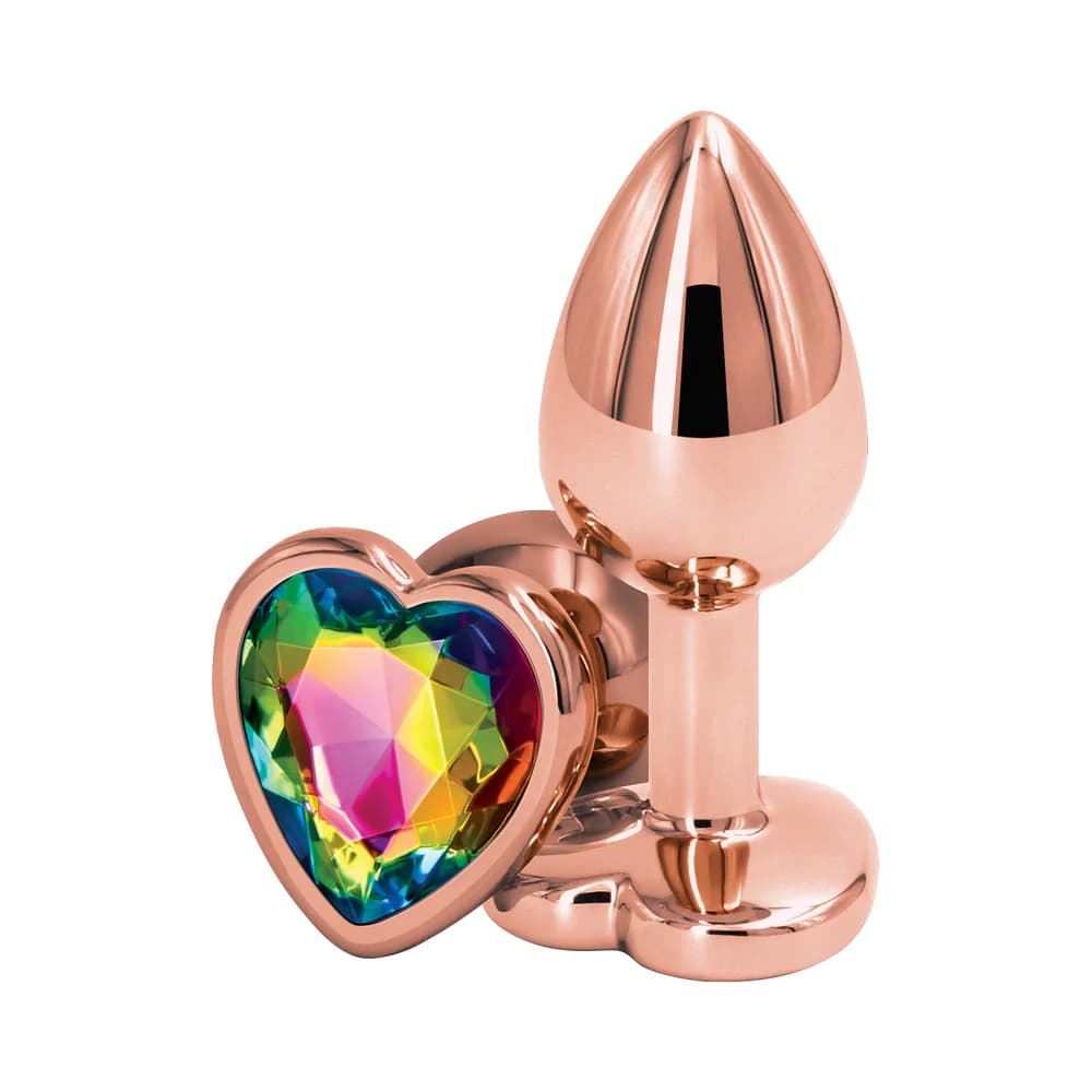 Rear Assets Rose Gold Heart Plug Small Rainbow thumbnail
