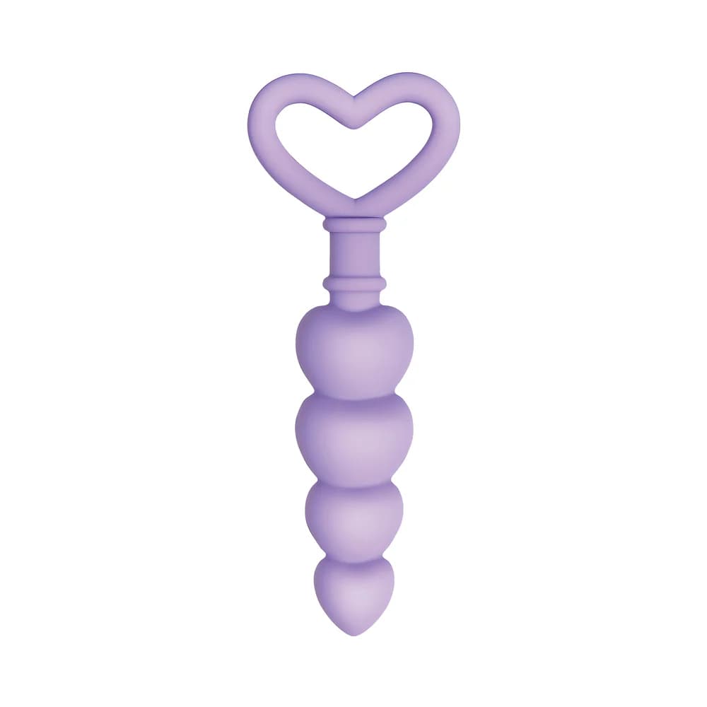 Evolved Sweet Treat Heart-Shaped Beaded Silicone Anal Plug Light Purple thumbnail