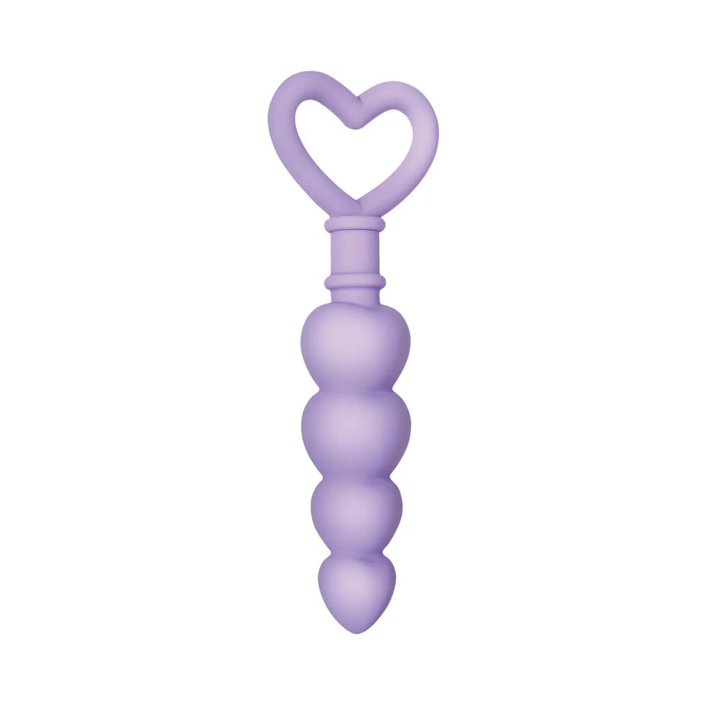 Evolved Sweet Treat Heart-Shaped Beaded Silicone Anal Plug Light Purple thumbnail
