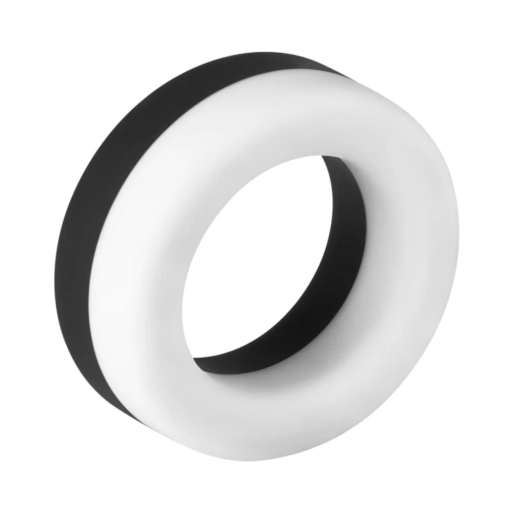 Forto F-19 Liquid Silicone 2-Tone Cockring Black/White thumbnail