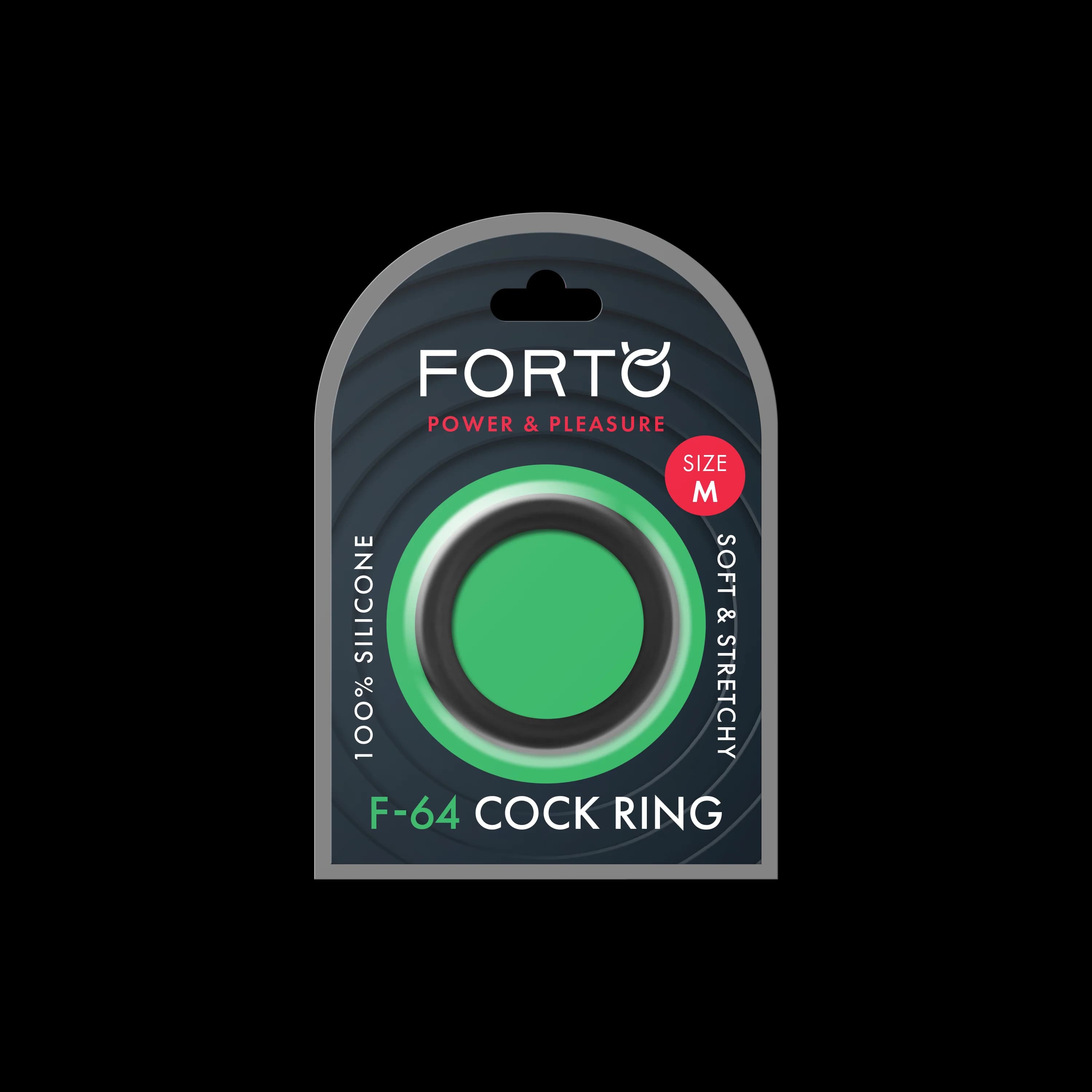 Forto F-64 Wide Liquid Silicone Cockring Medium Black