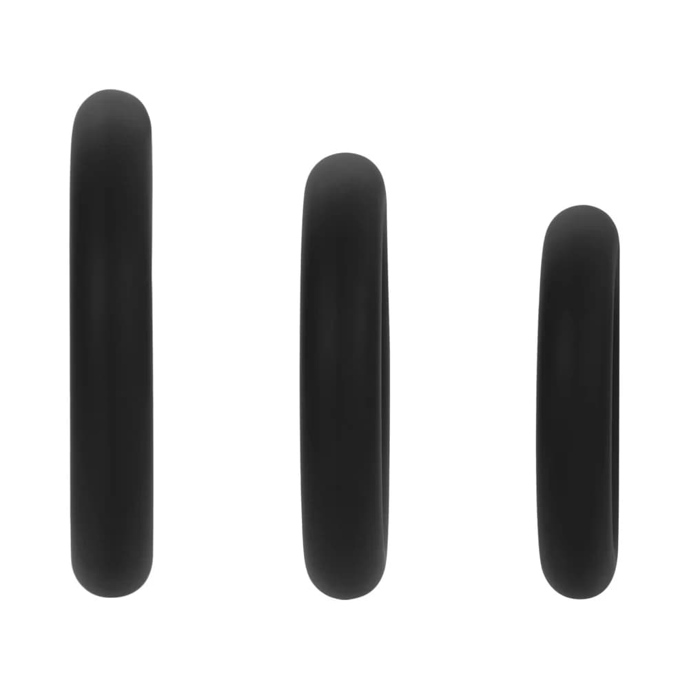 Forto F-61 3-Piece Silicone Cockring Set Black thumbnail