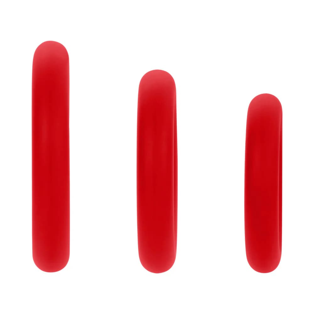 Forto F-61 3-Piece Silicone Cockring Set Red thumbnail