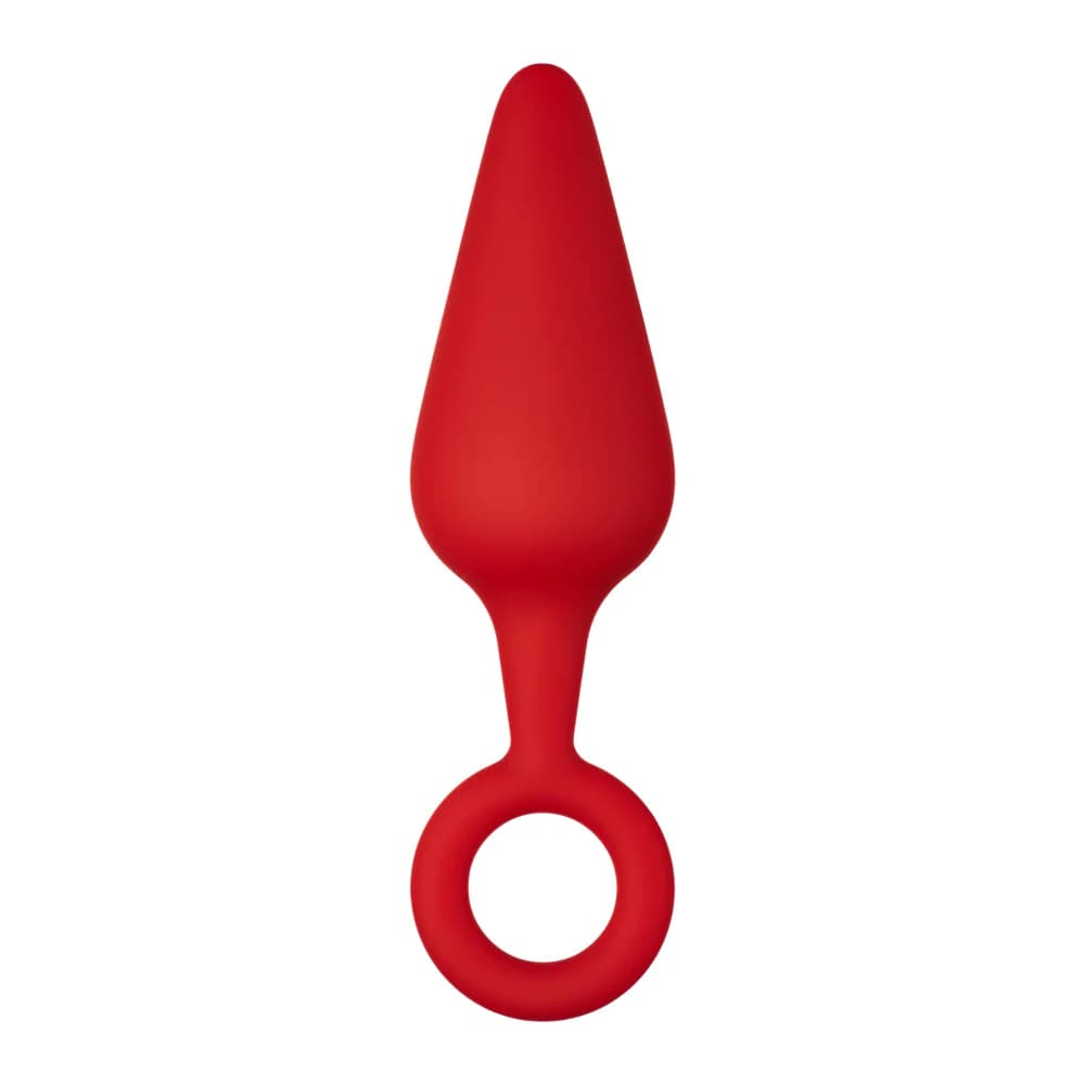 Forto F-10 Silicone Anal Plug with Pull Ring Large Red thumbnail