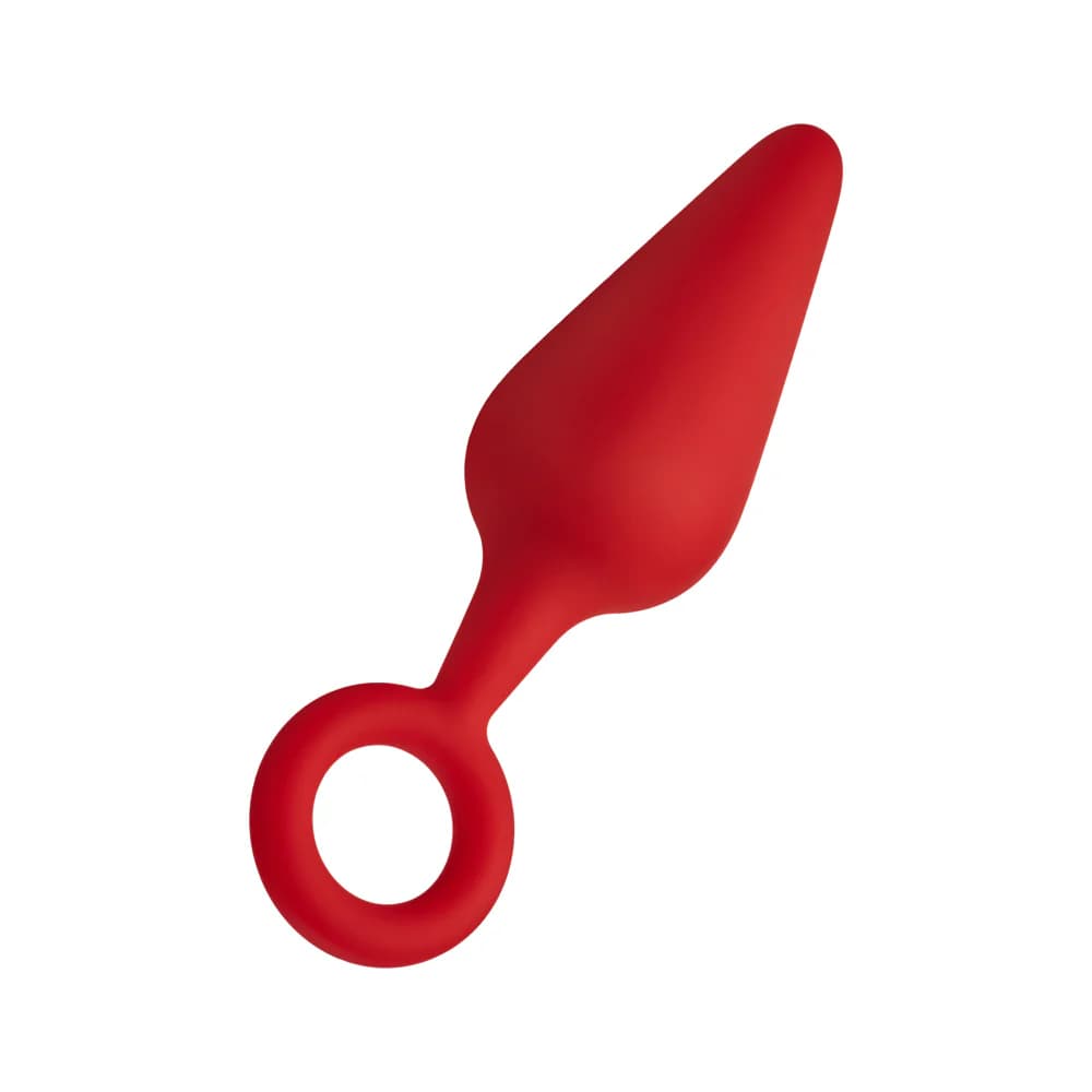Forto F-10 Silicone Anal Plug with Pull Ring Large Red thumbnail