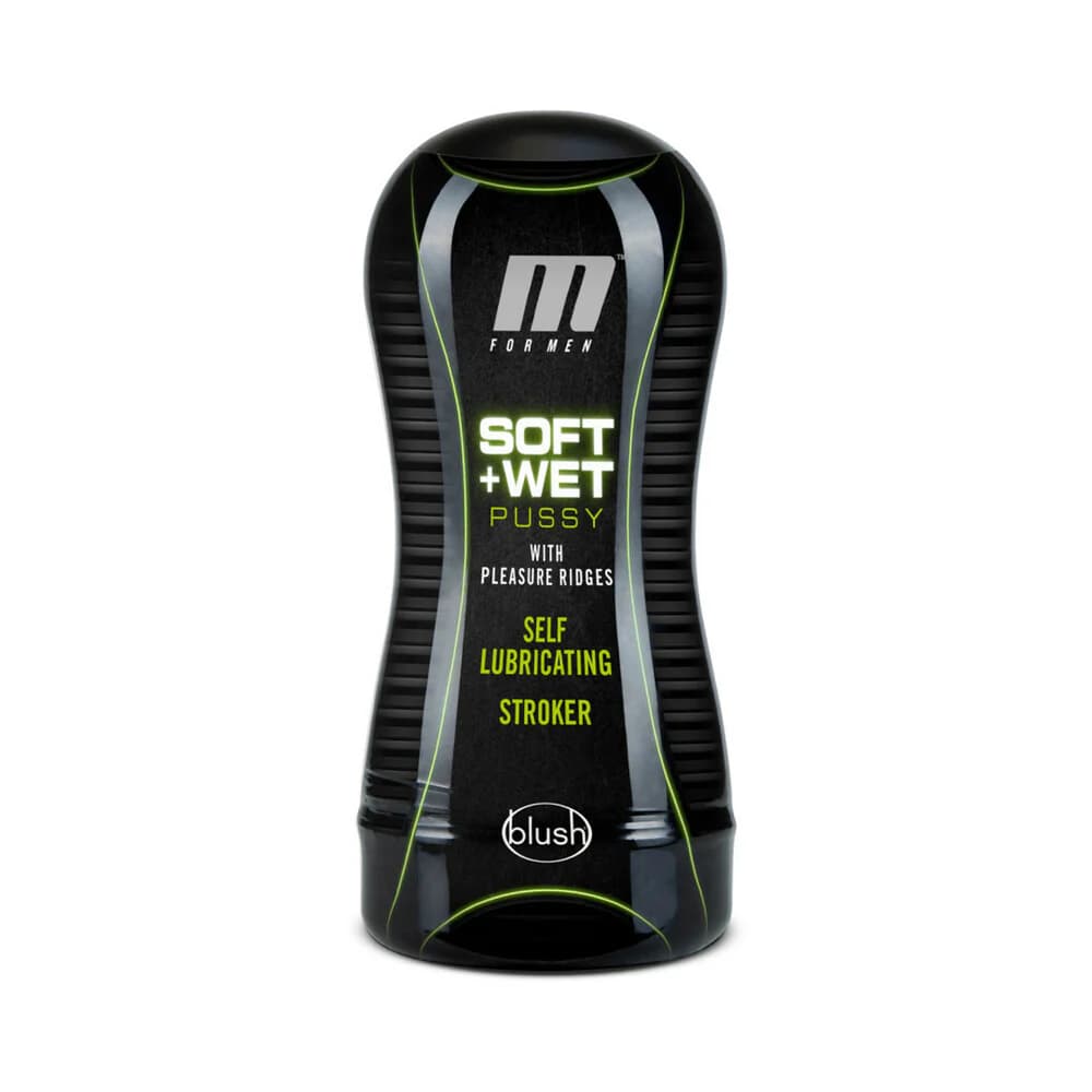 M for Men Soft + Wet Pussy with Pleasure Ridges Self-Lubricating Vagina Stroker Beige thumbnail