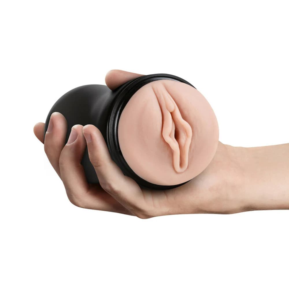 M for Men Soft + Wet Pussy with Pleasure Ridges Self-Lubricating Vagina Stroker Beige thumbnail