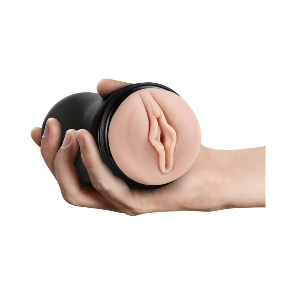 M for Men Soft + Wet Pussy with Pleasure Ridges & Orbs Self-Lubricating Vagina Stroker Beige thumbnail