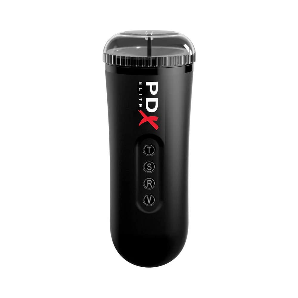PDX Elite Moto Blower Rechargeable Thrusting Vibrating Suction Masturbator Clear/Black thumbnail
