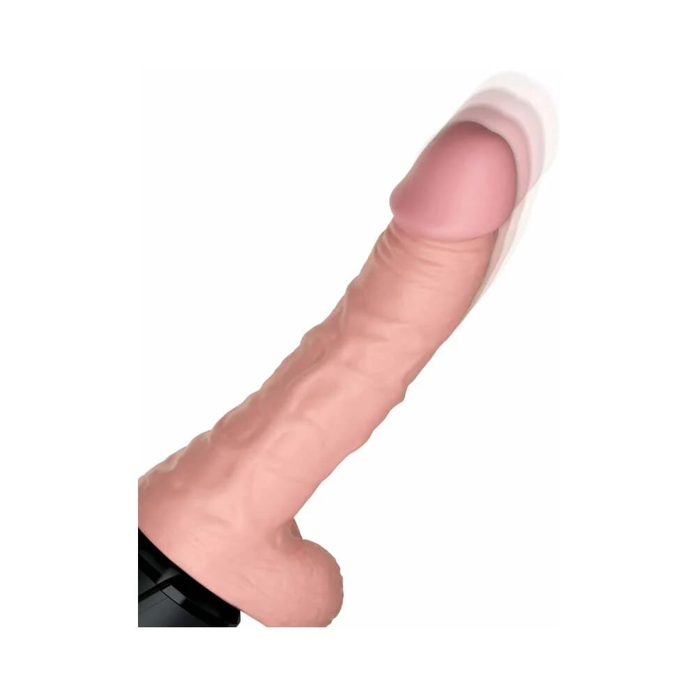 King Cock Plus 6.5 in. Thrusting Cock With Balls Rechargeable Realistic Vibrator Beige thumbnail 6
