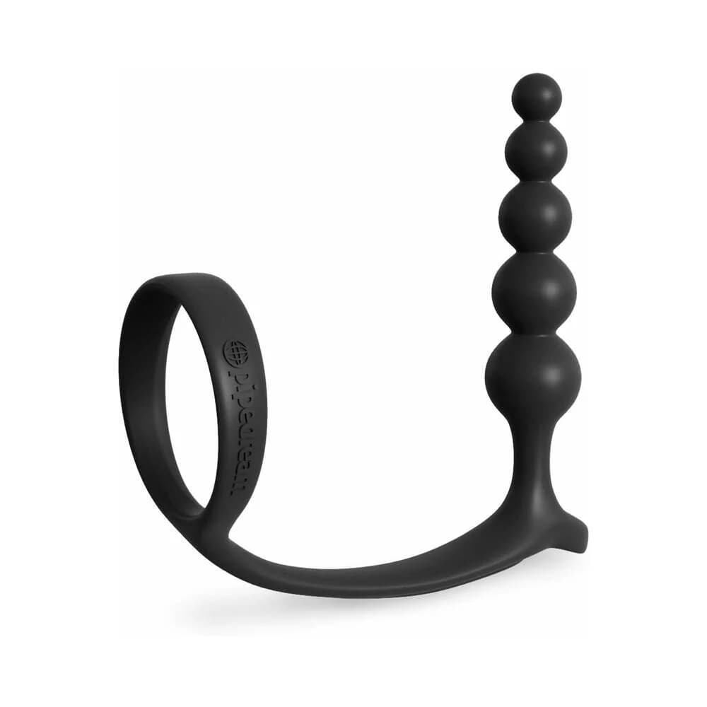 Anal Fantasy Collection Silicone Ass-Gasm Cockring Anal Beads Black thumbnail