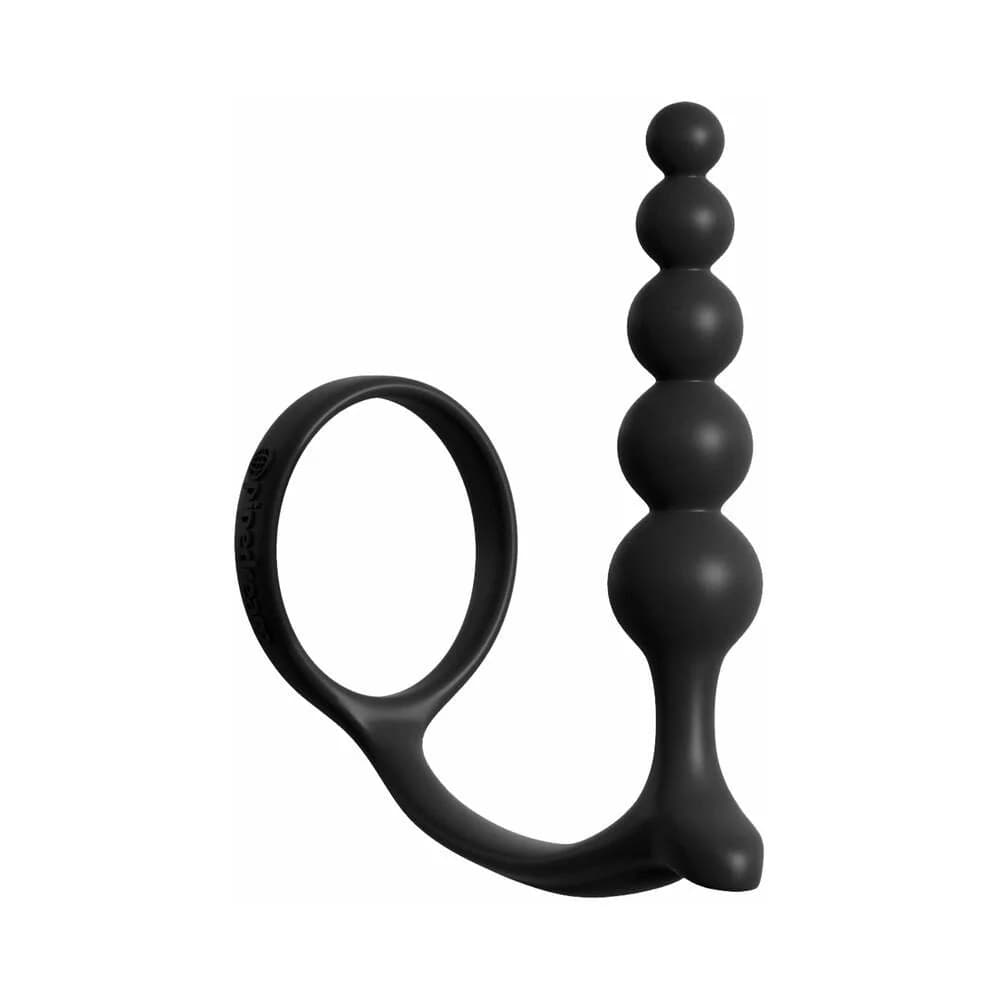 Anal Fantasy Collection Silicone Ass-Gasm Cockring Anal Beads Black thumbnail