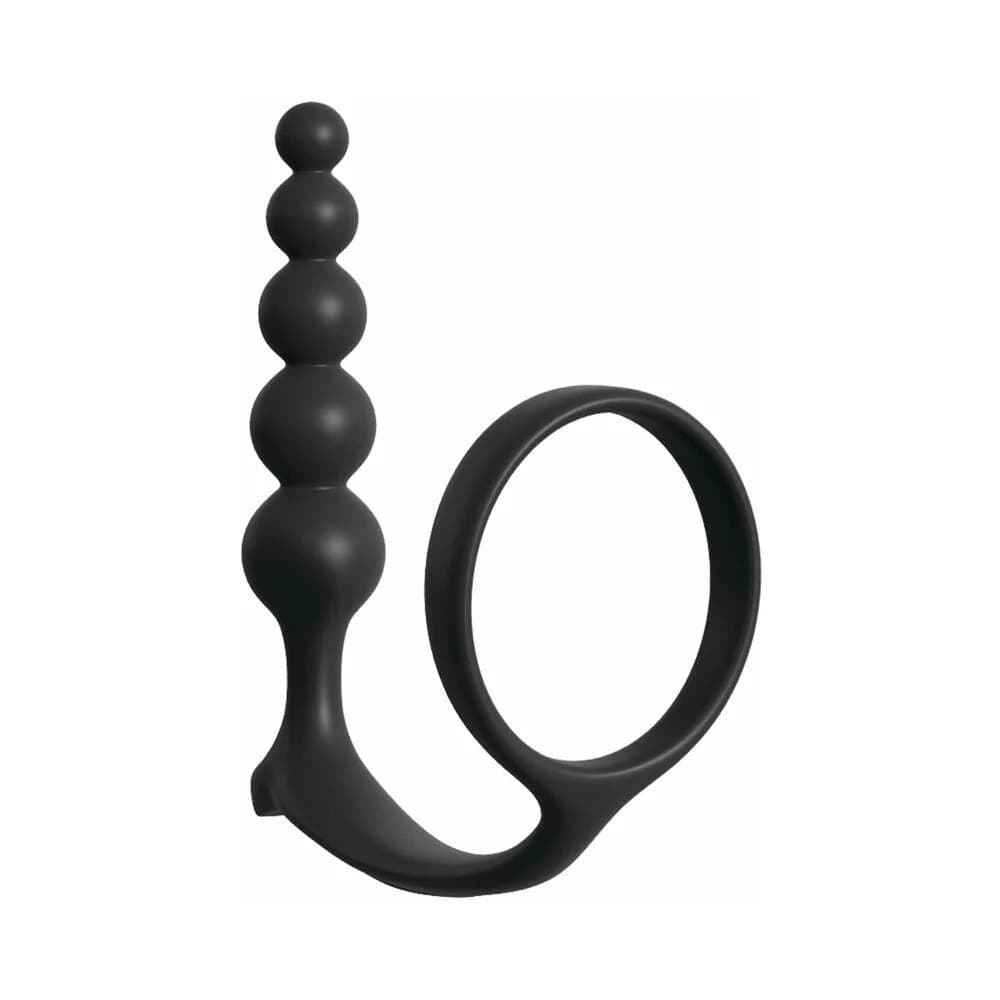 Anal Fantasy Collection Silicone Ass-Gasm Cockring Anal Beads Black thumbnail