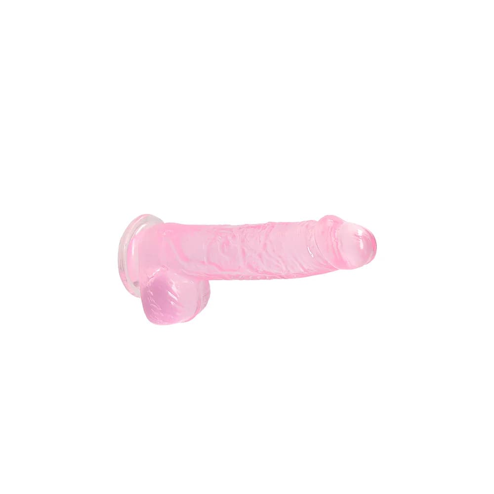 RealRock Crystal Clear Realistic 6 in. Dildo With Balls and Suction Cup Pink thumbnail