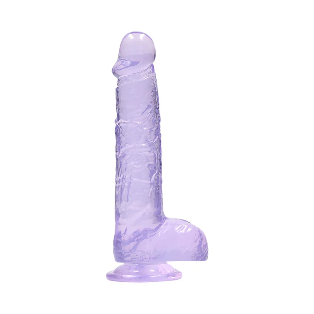 RealRock Crystal Clear Realistic 6 in. Dildo With Balls and Suction Cup Purple thumbnail
