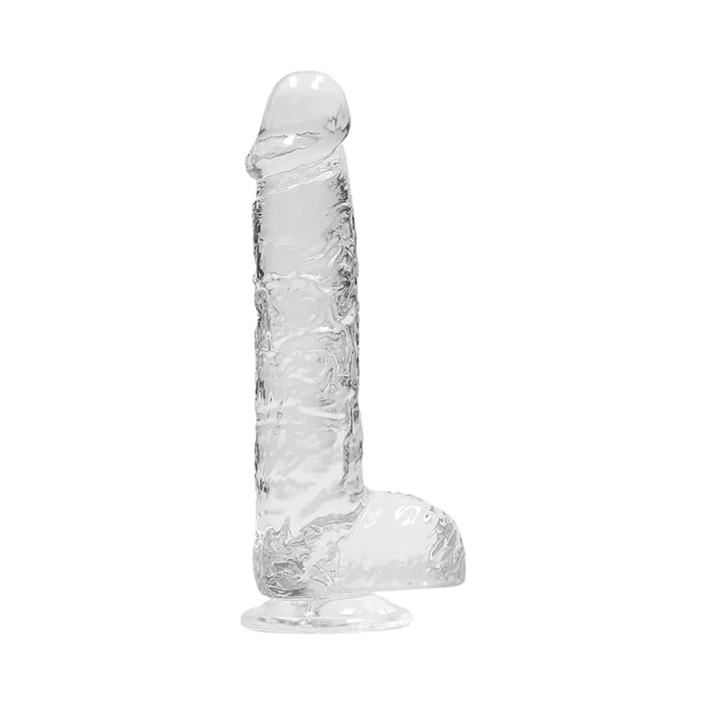 RealRock Crystal Clear Realistic 6 in. Dildo With Balls and Suction Cup Clear thumbnail