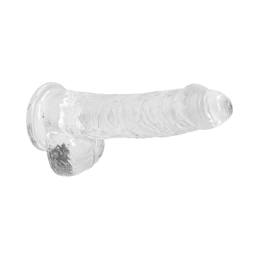 RealRock Crystal Clear Realistic 6 in. Dildo With Balls and Suction Cup Clear thumbnail