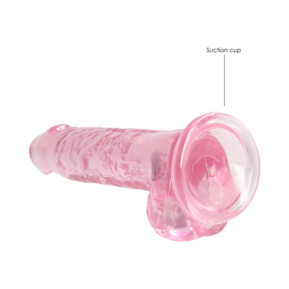 RealRock Crystal Clear Realistic 7 in. Dildo With Balls and Suction Cup Pink thumbnail 5