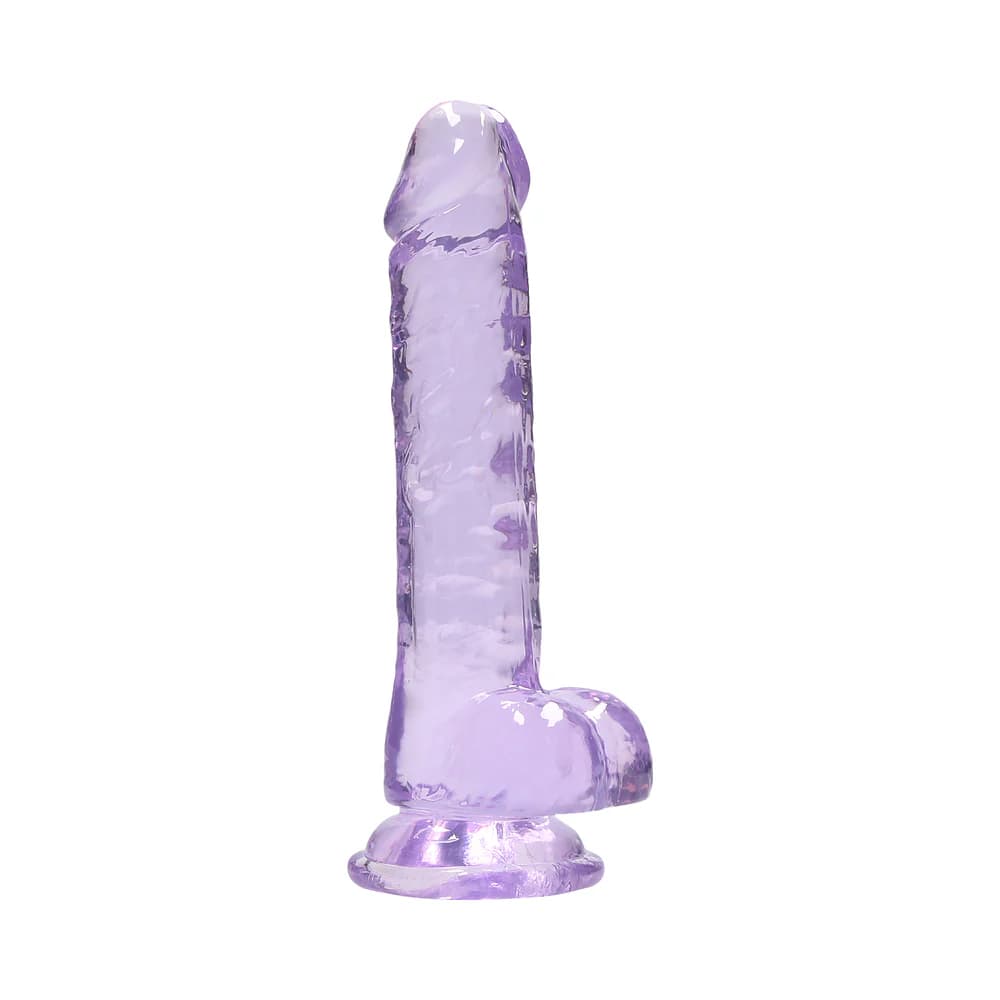 RealRock Crystal Clear Realistic 7 in. Dildo With Balls and Suction Cup Purple thumbnail