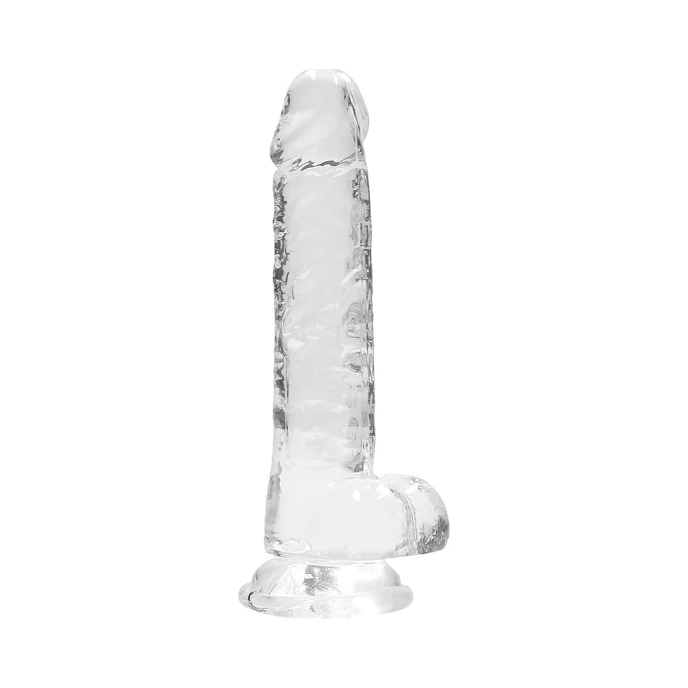 RealRock Crystal Clear Realistic 7 in. Dildo With Balls and Suction Cup Clear thumbnail