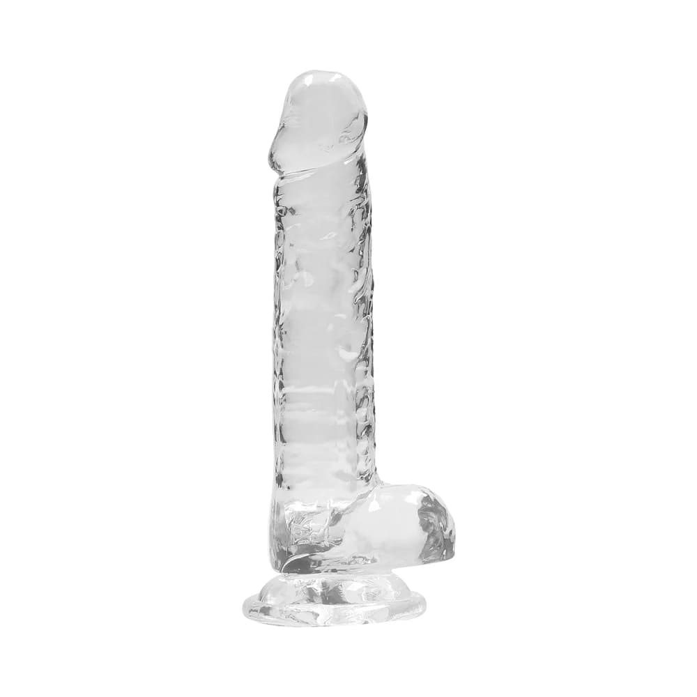 RealRock Crystal Clear Realistic 7 in. Dildo With Balls and Suction Cup Clear thumbnail