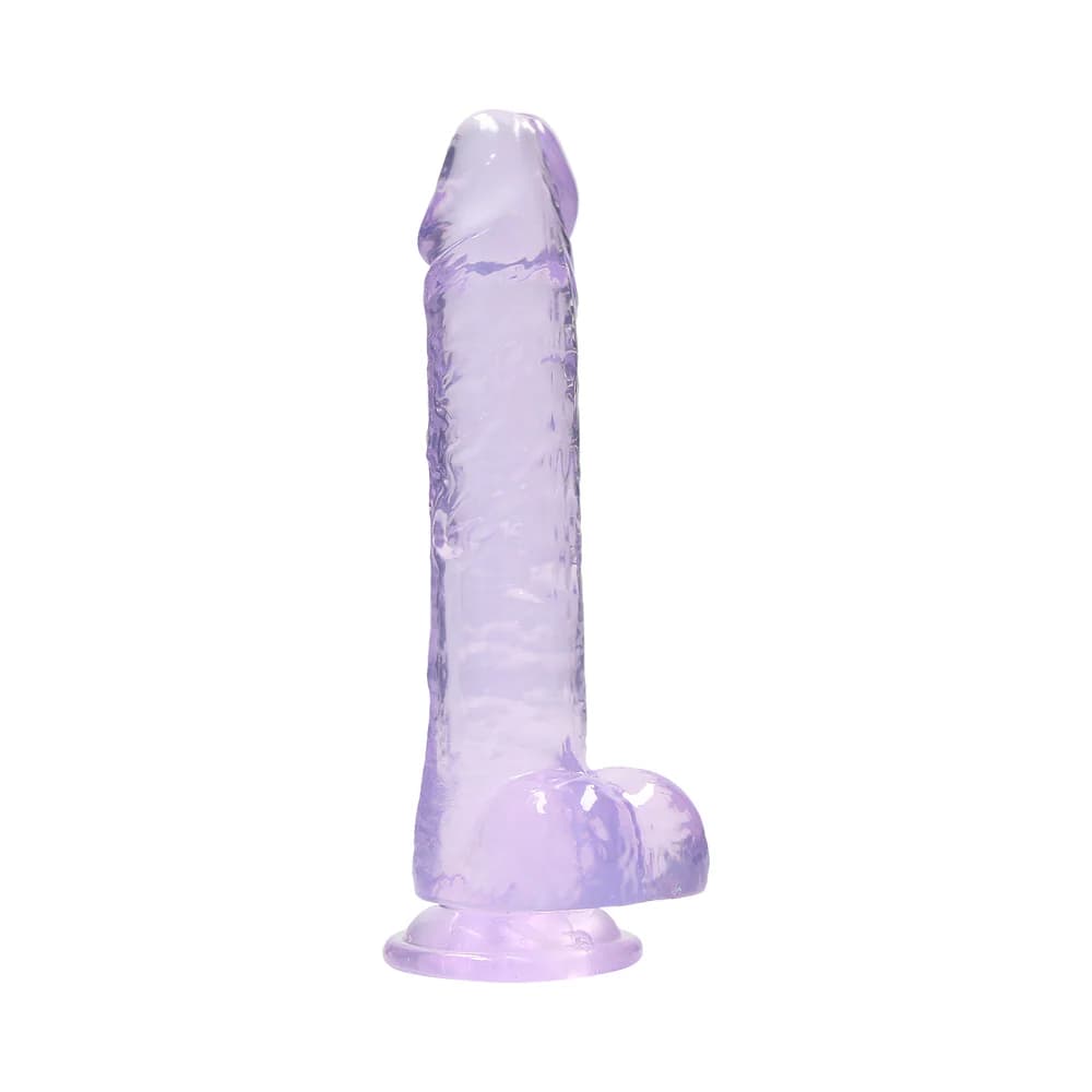 RealRock Crystal Clear Realistic 8 in. Dildo With Balls and Suction Cup Purple thumbnail
