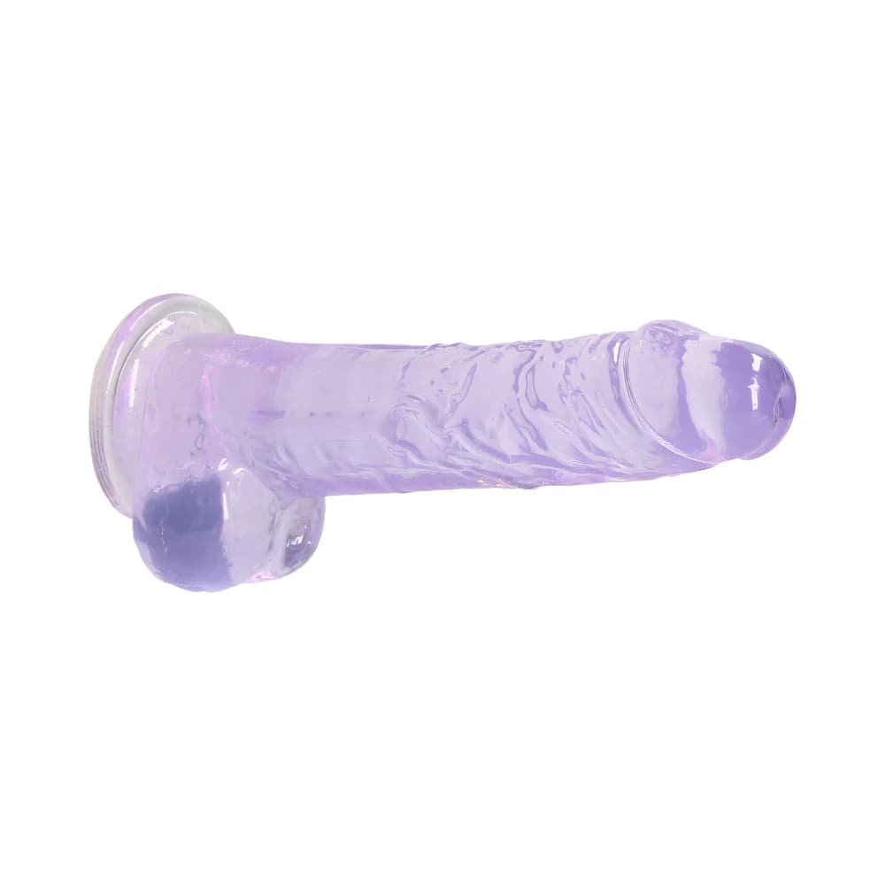 RealRock Crystal Clear Realistic 8 in. Dildo With Balls and Suction Cup Purple thumbnail