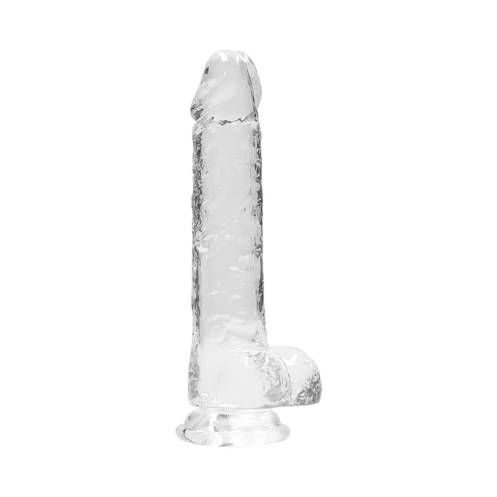RealRock Crystal Clear Realistic 8 in. Dildo With Balls and Suction Cup Clear thumbnail